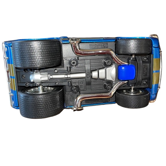 Vtg 2003 1966 Ford Mustang GT 350 Shelby Muscle Machines 1:18 Blue/Gold Stripe - Picture 12 of 13